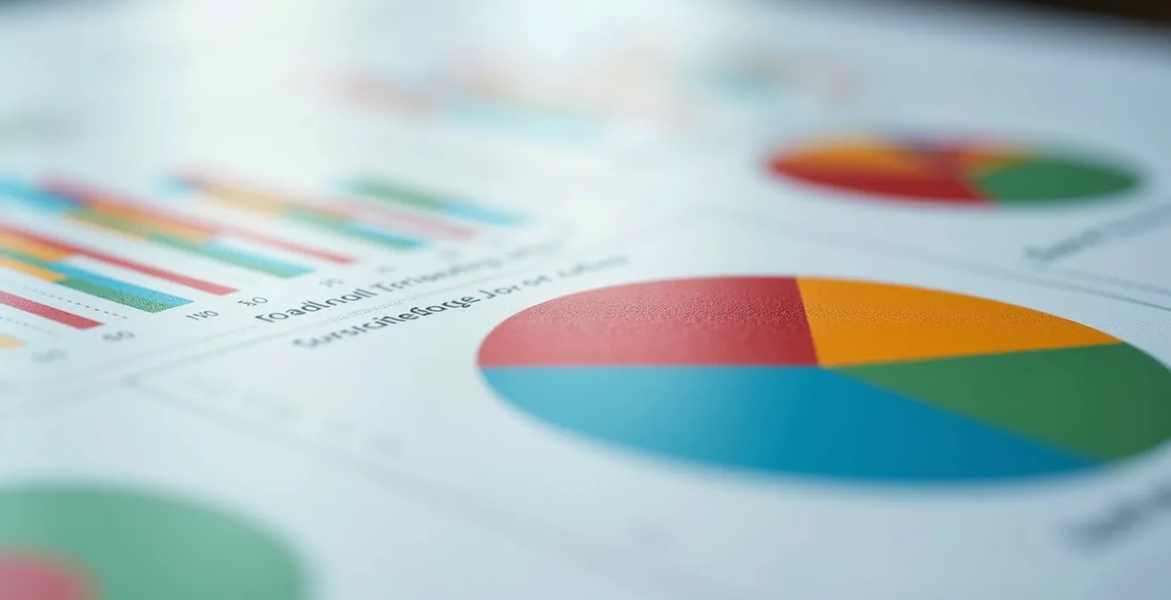 Grafici e diagrammi astratti che rappresentano l'analisi di un portafoglio prodotti.