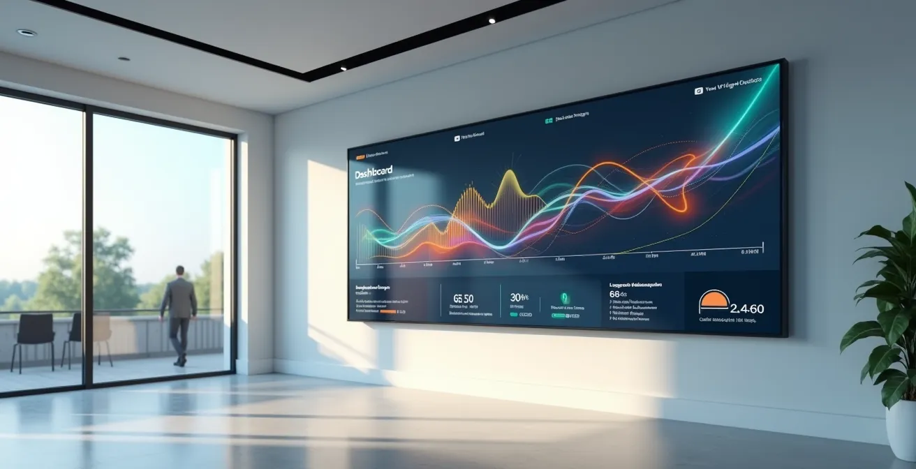 Dashboard analitico con grafici di performance e metriche ROI per dipendenti