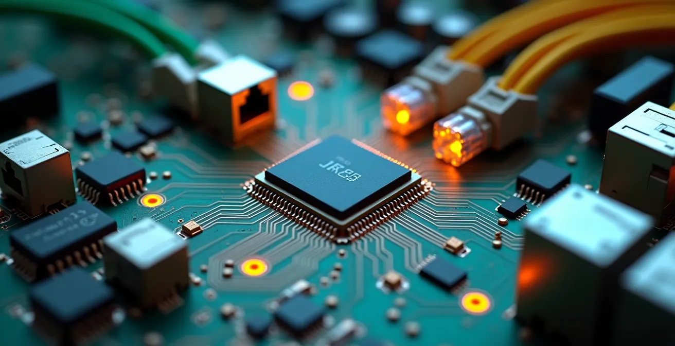 Gateway IoT industriale che collega vecchi PLC a sistemi moderni con segmentazione di rete sicura