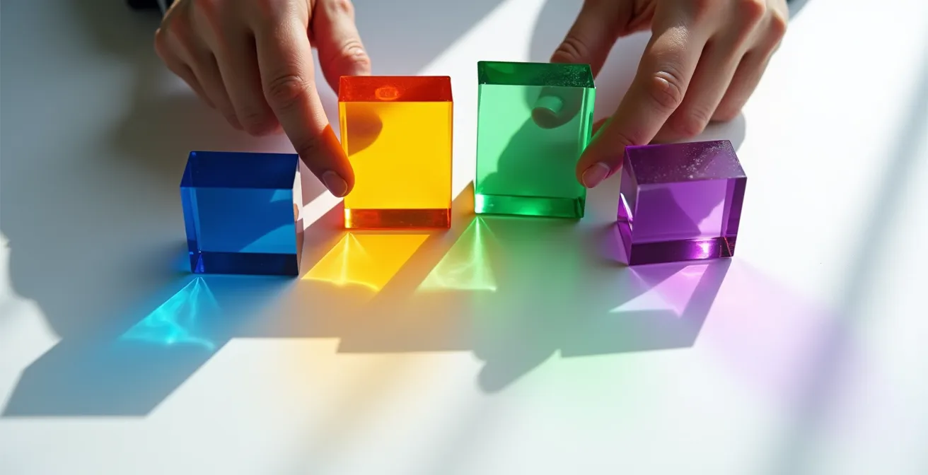 Professionista che struttura un prompt complesso con framework CAST visualizzato in modo astratto