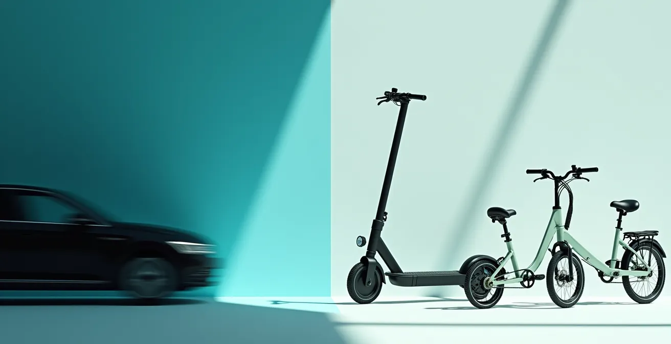 Professionisti utilizzano diverse modalità di trasporto sostenibile in città